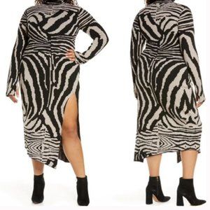 NEW w/ Tags AFRM Animal Stripe Turtleneck Sweater Dress Size 1x